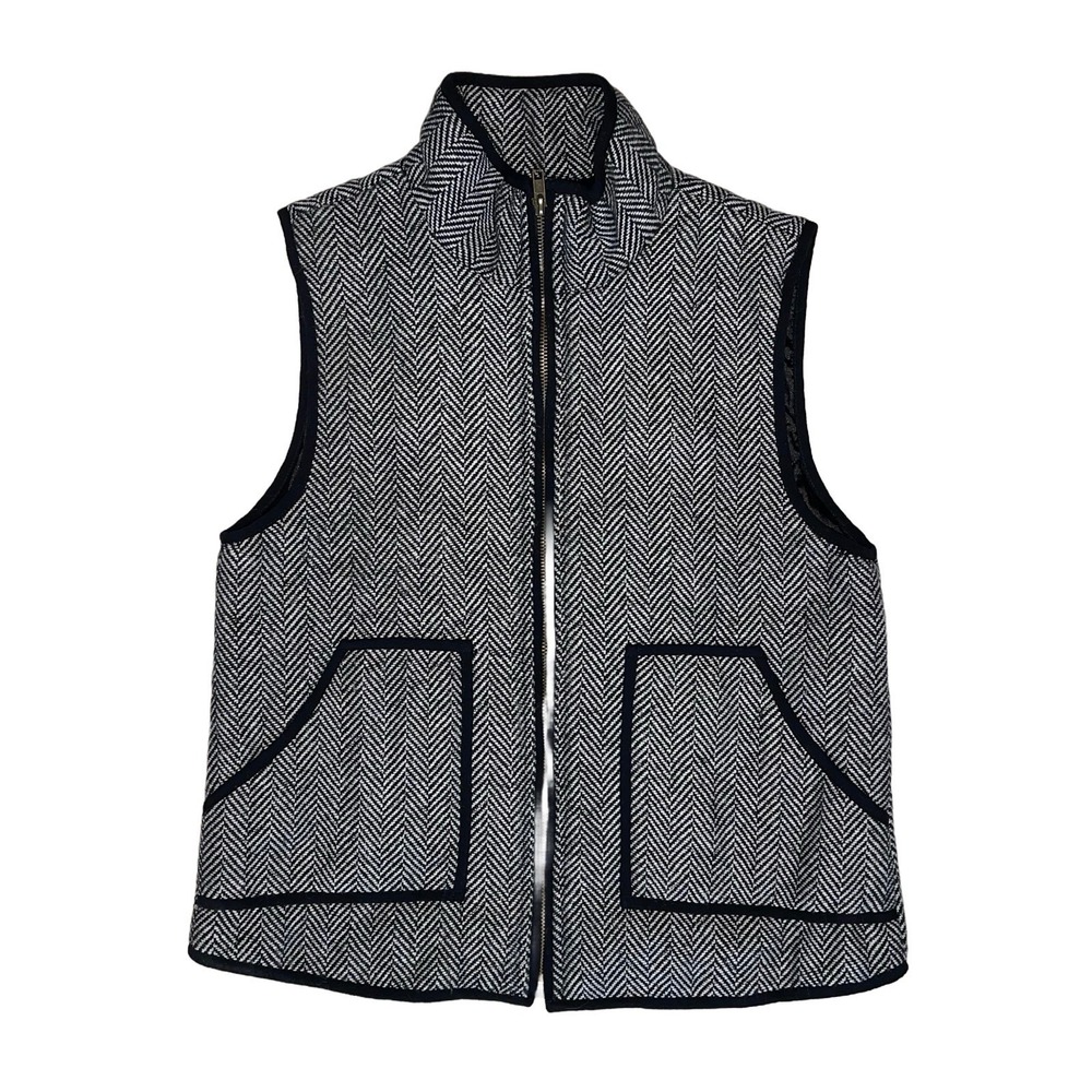 BUTTONS Black and White‎ Chevron Cotton Puffer Vest Size Medium